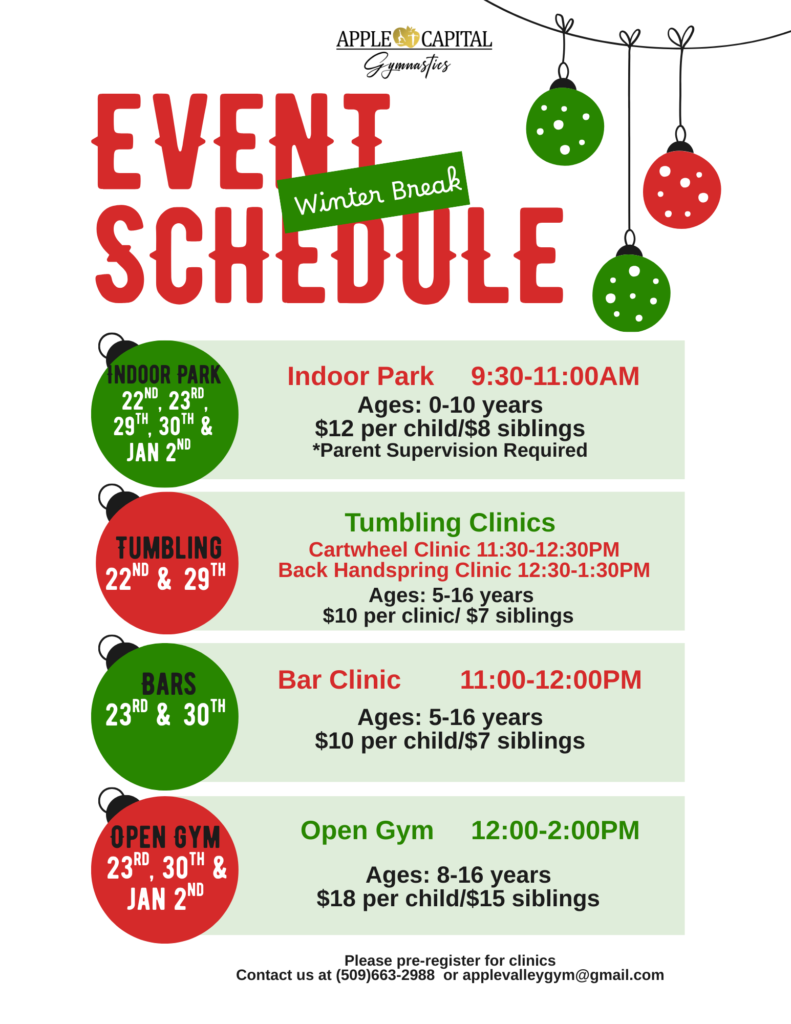 Winter Break Event Schedule